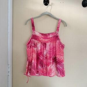 Beach House Swim Audrey Blouson Pink Coral tropical Tankini Top 16W Pool Lake